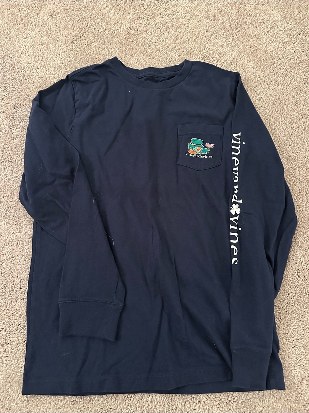 Vineyard Vines Navy Crewneck Tee with Whale Logo